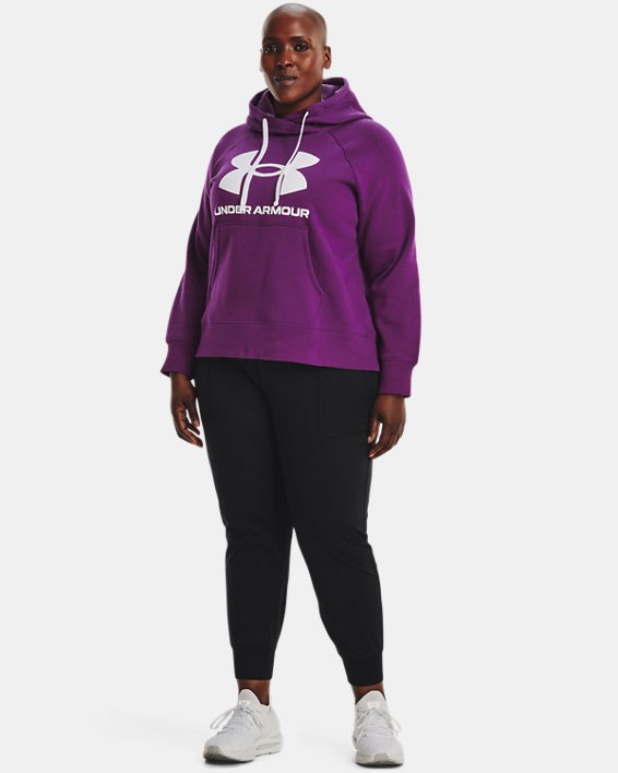 Women's UA Rival Fleece Logo Hoodie, Purple, pdpMainDesktop image number 2